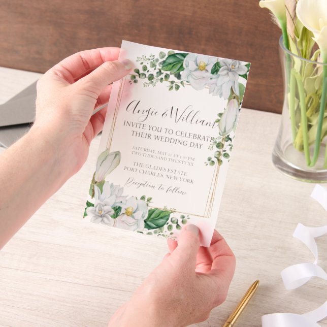 Modern Watercolor Magnolia Wedding (Handgehalten)