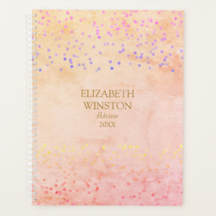Modern Watercolor Marble Rainbow Confetti Gold Planer