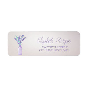 Modern Watercolor Mason Jar Lavander Adresse