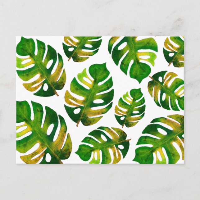 Modern Watercolor Monstera Grüne Weinroute Mendris Postkarte (Vorderseite)