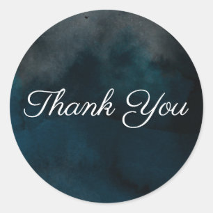 Modern Watercolor Moody Blue Chic Gastgeschenk Hoc Runder Aufkleber