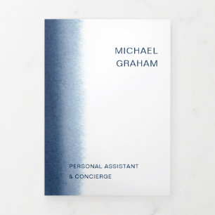 Modern Watercolor Navy Blue Trifold Broschüre