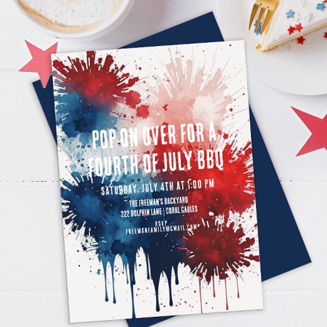 Modern Watercolor Patriotic 4. Juli GRILLEN Einladung (Von Creator hochgeladen)