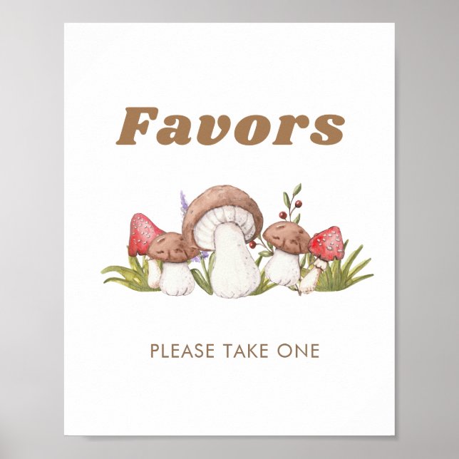 Modern Watercolor Pilz Lieblingszeichen Poster (Vorne)