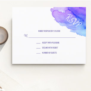 Modern Watercolor Purple Blue RSVP Insert Cards Karte