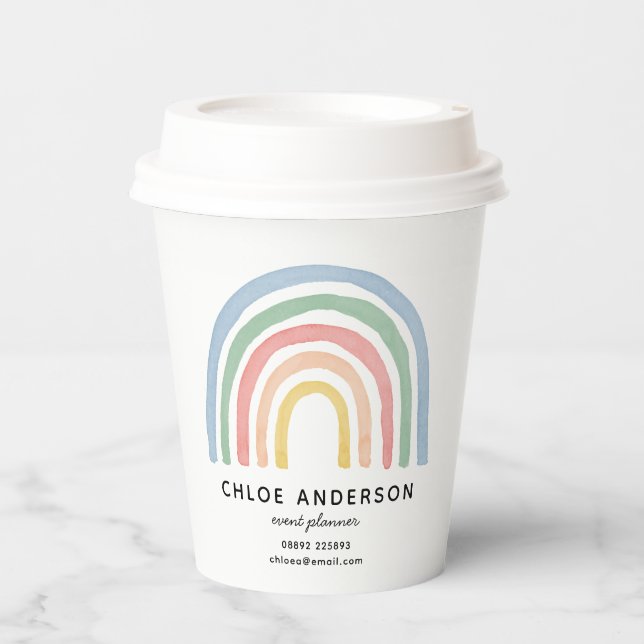 Modern watercolor rainbow cute colorful pappbecher (Vorderseite)
