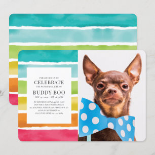 Modern Watercolor Rainbow Stripes Memorial Einladung