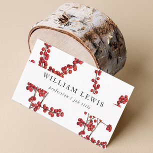 Modern Watercolor Red Berries Minimalistisch Einfa Visitenkarte