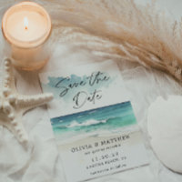 Modern Watercolor Script Ocean Beach QR Code