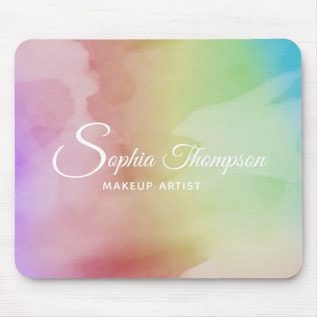 Modern Watercolor Script Rainbow Pastel - Mousepad (Vorne)