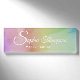 Modern Watercolor Script Rainbow Pastel - Name Tag Namenschild