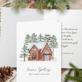 Modern Watercolor Skandinavien Pine Tree Weihnacht Karte