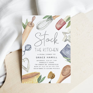 Modern Watercolor Stock The Kitchen Bridal Shower Einladung