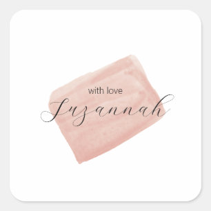 Modern Watercolor Swash Name Square Sticker
