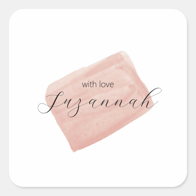 Modern Watercolor Swash Name Square Sticker (Vorderseite)