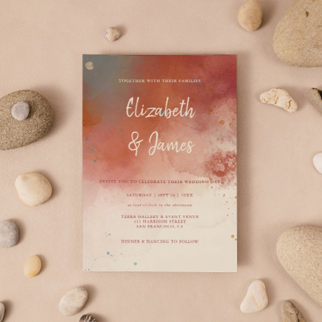 Modern Watercolor Terracotta Desert Boho Wedding Einladung (Von Creator hochgeladen)