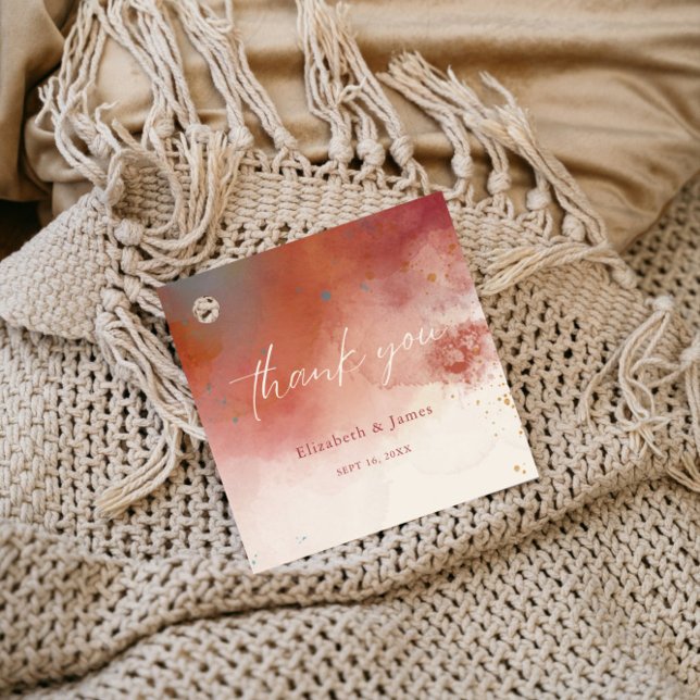 Modern Watercolor Terracotta Desert Boho Wedding Geschenkanhänger (Von Creator hochgeladen)