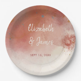 Modern Watercolor Terracotta Desert Boho Wedding Pappteller