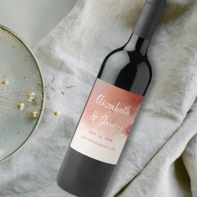 Modern Watercolor Terracotta Desert Boho Wedding Weinetikett (Von Creator hochgeladen)