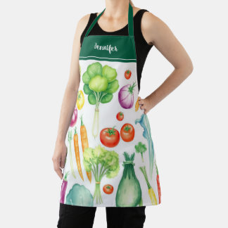 Modern watercolor vegetables pattern personalized schürze