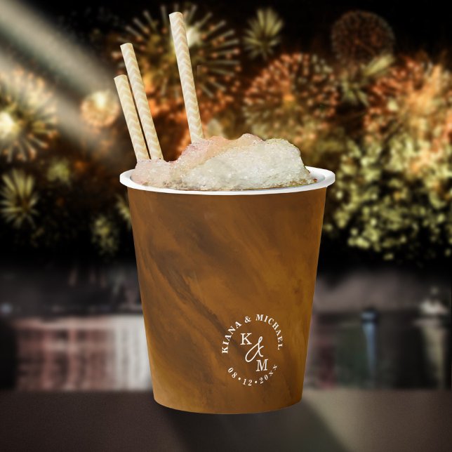 Modern Watercolor Wedding Gold ID816 Pappbecher (Von Creator hochgeladen)