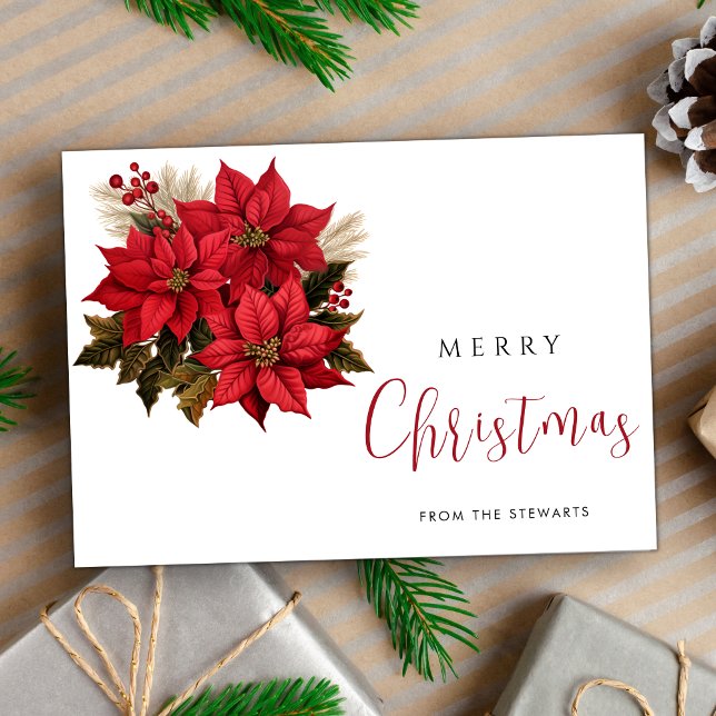 Modern Watercolor Weihnachten Weihnachten Roter Bl Karte (Von Creator hochgeladen)