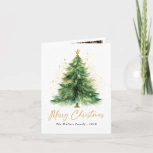 Modern Watercolor Weihnachtsbaumkarte Karte