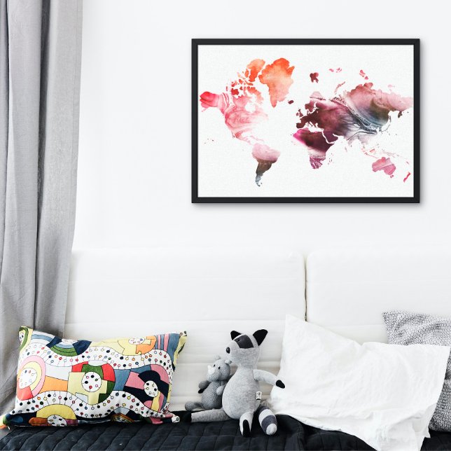 Modern Watercolor Weltkarte Leinwanddruck (Von Creator hochgeladen)