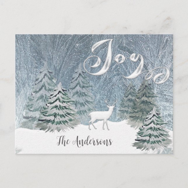 Modern Watercolor Winterszene Freude Postcard Postkarte (Vorderseite)