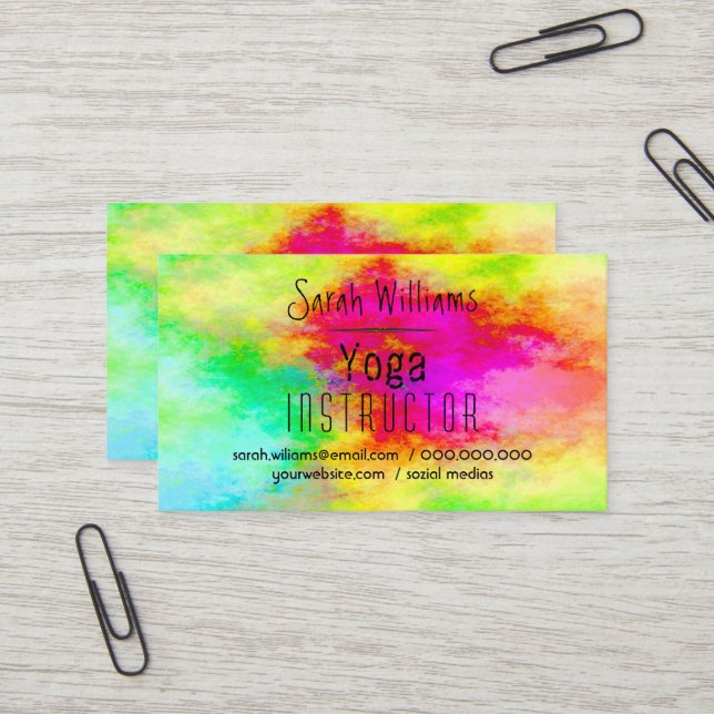 Modern Watercolor Yoga Visitenkarte (Vorderseite/Rückseite Beispiel)