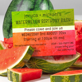 Modern Watermelon Geburtstagsparty Einladung