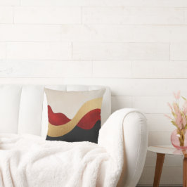 Modern Wave Gold Red Black Kissen