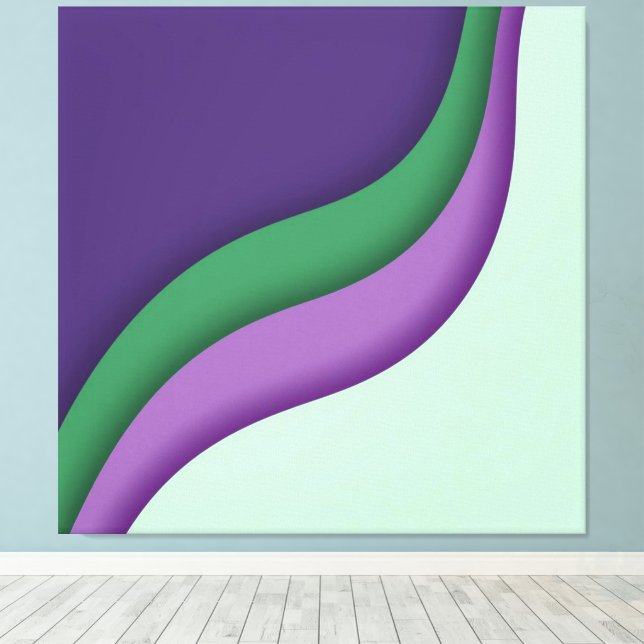Modern Wave Purple Green  Leinwanddruck (Insitu (Holzboden))