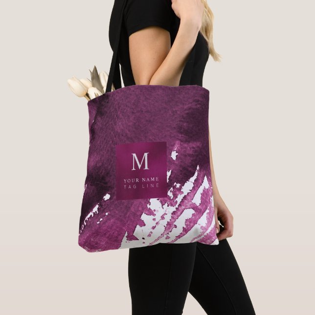 Modern Waves, Burgund Wasserfarbe gebürstet Tasche (Von Nahem)