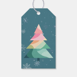 Modern Wavy Christmas Tree Gift Tag Geschenkanhänger