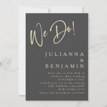 Modern We Do Elegant Slate Black Beige Wedding