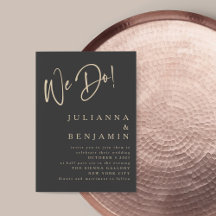 Modern We Do Elegant Slate Black Beige Wedding