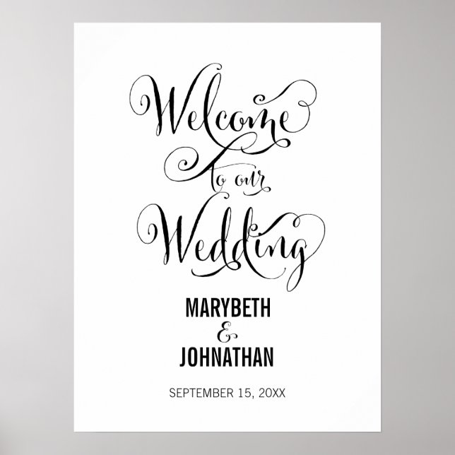 Modern We Do Script Mariage Welcome Poster Signe (Devant)