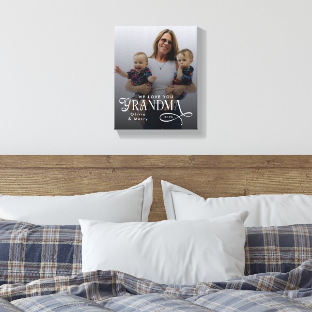 Modern We Love You Grandma Photo Personalized Leinwanddruck (Insitu (Schlafzimmer))