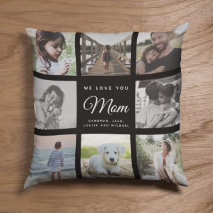 Modern WE LOVE YOU Mom Mother's Day Photo Collage Kissen