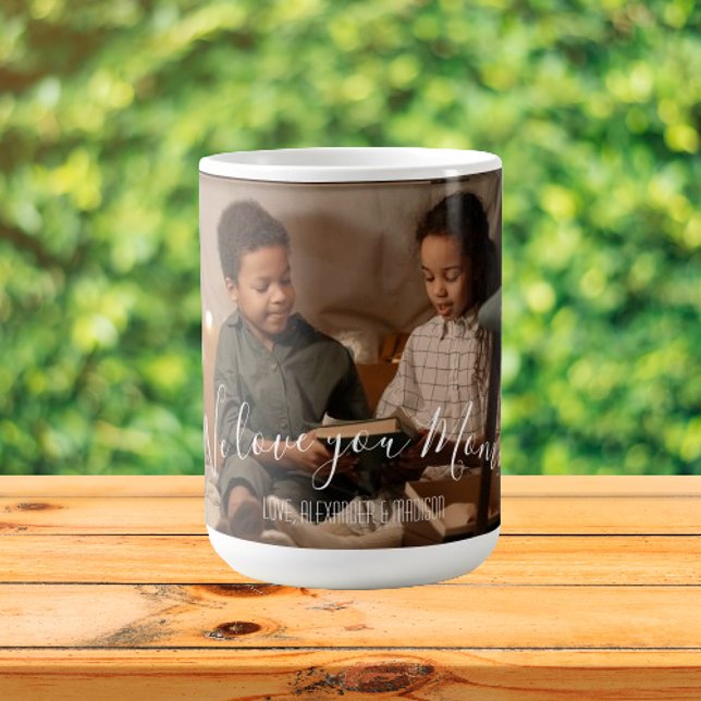Modern We Love You Mom Photo Mug (Modern We Love You Mom Photo Personalized Coffee Mug)