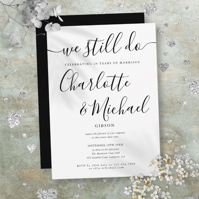 Modern We Still Do Script Vow Renewal Anniversary Einladung (Modern We Still Do Script Vow Renewal Anniversary Invitation)