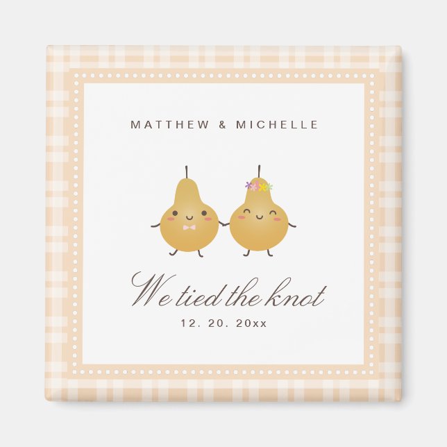 Modern We Tied The Knot Cute Wedding Announcement Magnet (Vorne)