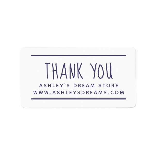 Modern Website Link Navy Blue Vielen Dank Sticker Adressaufkleber (Vorne)