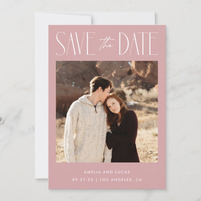 Modern Website QR Code Flat Save the Date Card (Vorderseite)