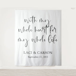 Modern Wedding Backdrop Banner - "Mein ganzes Herz Wandteppich