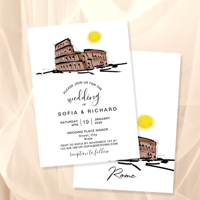 Modern Wedding Destination Rom Italien Kolosseum Einladung (Von Creator hochgeladen)