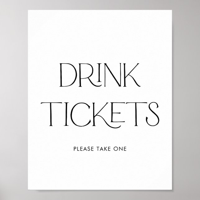 Modern Wedding Drink Ticket Schild (Vorne)