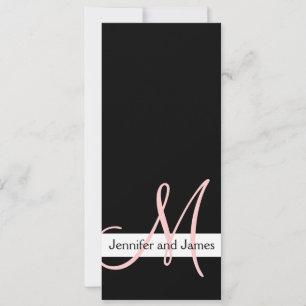 Modern Wedding Einladung Monogram Black Pink