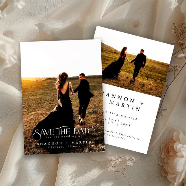 Modern Wedding Full Photo Typography Script Save The Date (Von Creator hochgeladen)